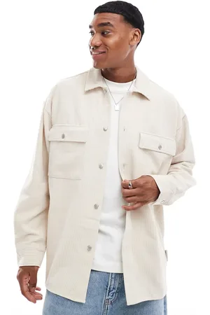 JACK & JONES Oversized cord overshirt in beige