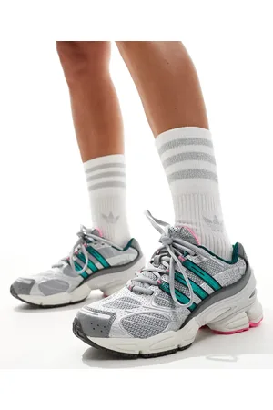 adidas Ozweego Pro trainers in silver and green/pink