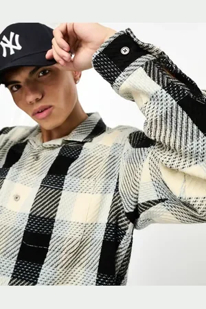 Obey Bruce plaid heavyweight shirt in off