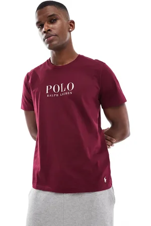 Ralph Lauren Lounge t-shirt with chest text logo in burgundy