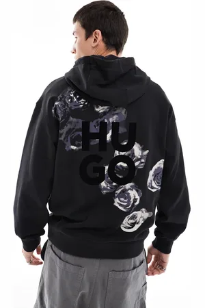 HUGO BOSS Dirosehood pullover hoodie in with floral chest and back print