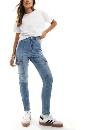 Miss Selfridge Cargo skinny jean in mid wash