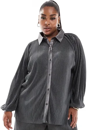 ONLY Long sleeve loose plisse shirt co-ord in