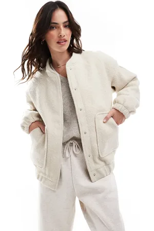VERO MODA Slouchy textured bomber jacket in oatmeal