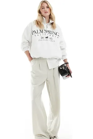 VERO MODA Wide leg dad trousers in silver lining