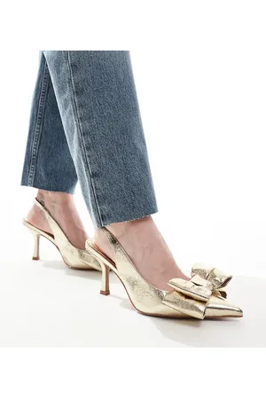ASOS Wide Fit Sapphire bow detail mid heeled shoes in