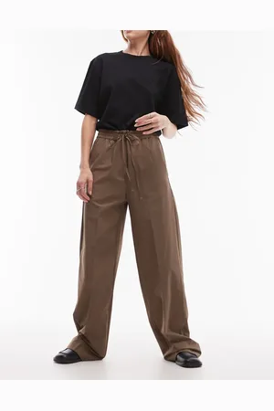 MANGO Elasticated tie waist relaxed trouser in