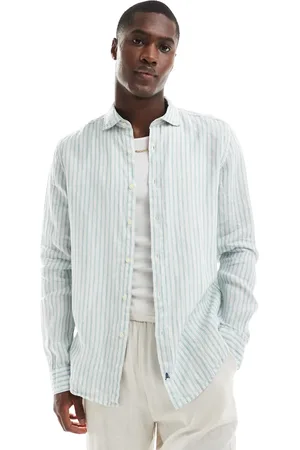 SCALPERS Icon linen shirt in mint stripes