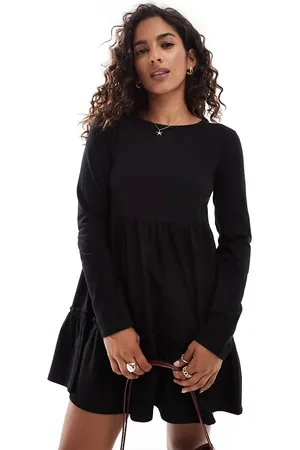 Miss Selfridge Long sleeve washed smock mini dress in