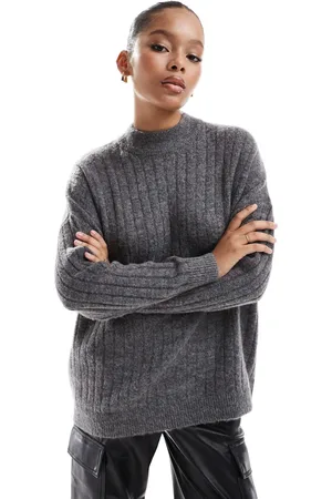 SELECTED Femme crew neck merino wool blend jumper in texture