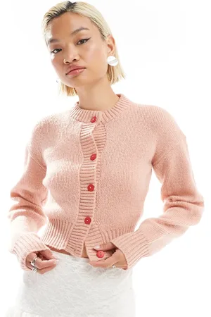 Glamorous Fitted cardigan in with contrast buttons