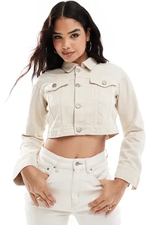 Threadbare Cropped denim jacket in ecru