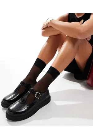 London Rebel Harper chunky buckle mary jane in croc