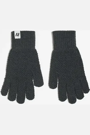Reclaimed Unisex waffle gloves in charcoal co-ord