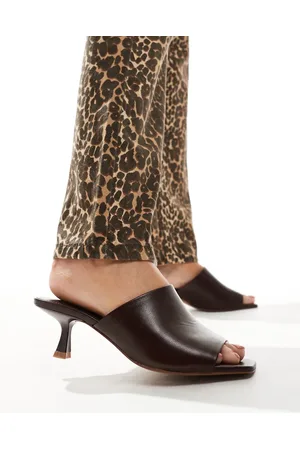 MANGO Square toe mules in dark