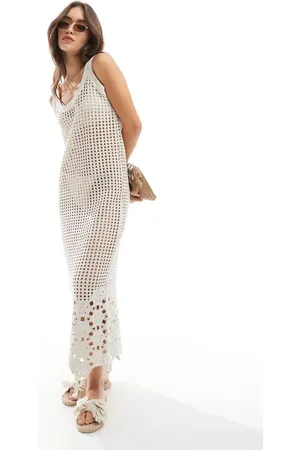 Y.A.S Crochet maxi dress in cream - CREAM