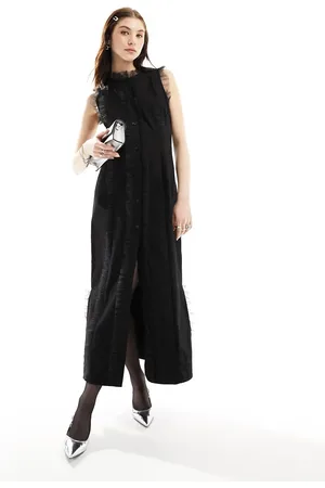 Ghospell Tulle ruffle midi dress in