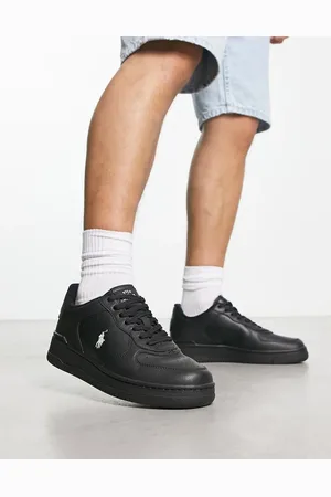 Ralph Lauren Masters court trainer in black with pony logo