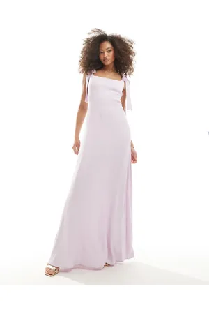 Maids to Measure Bridesmaid tie shoulder maxi dress in lilac