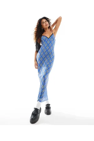 Reclaimed Mesh midi dress in check