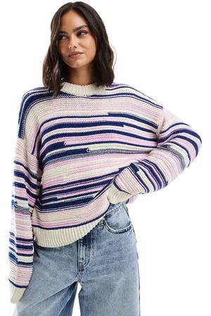 Pieces® Premium knitted jumper in stripe