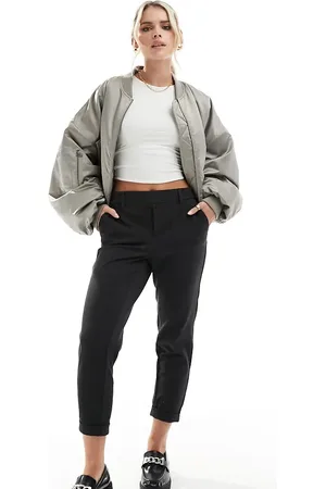 VERO MODA Straight leg trousers in dark melange