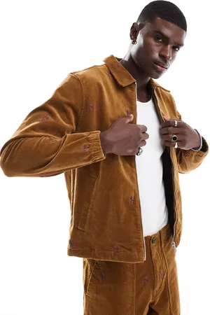 Paul Smith Cord embroidered harrington jacket in tan
