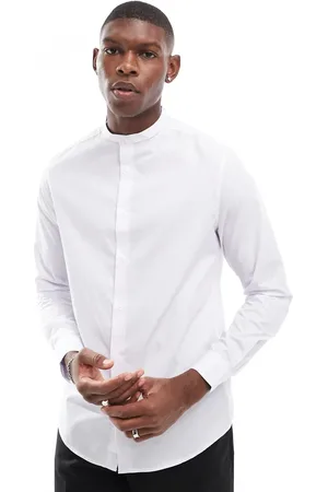 ASOS Regular shirt with grandad collar in