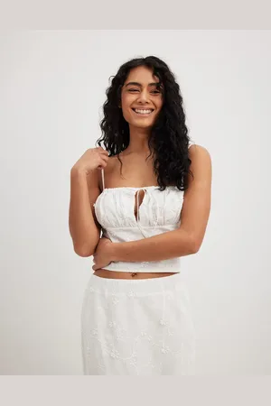 NA-KD Broderie anglaise cami top in