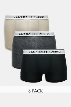 Ralph Lauren 3 pack trunks with logo waistband in stone grey