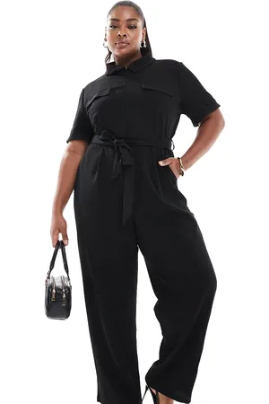 ONLY Short sleeve belted jumpsuit in
