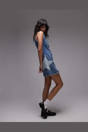 MANGO Star print denim mini dress in