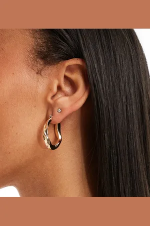 Pieces® Twisted hoop earrings in