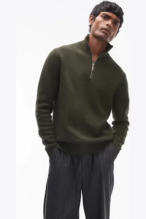 SELECTED Knitted half zip jumper in