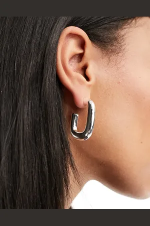 petit moments Petit Moment naples rectangular chunky hoop earrings in silver