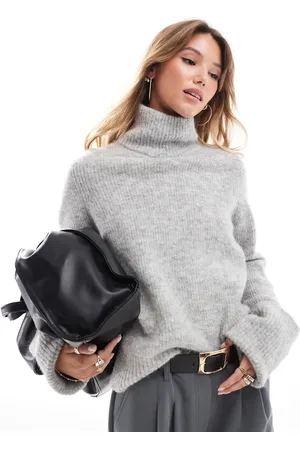 SELECTED Femme Oversized knitted cuffed roll neck jumper in melange