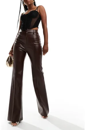 Style Cheat Flared leather look trousers in
