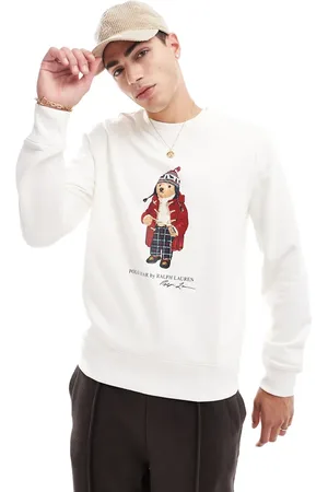 Ralph Lauren Holiday bear print fleece sweatshirt in cream