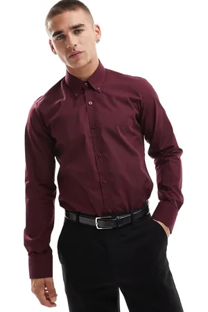 Shelby & Sons Shelby and Sons chilwell smart shirt in burgundy
