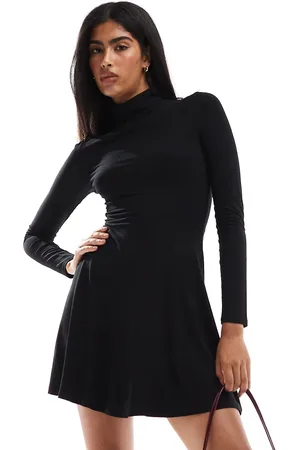 Miss Selfridge Fit and flare roll neck mini dress in