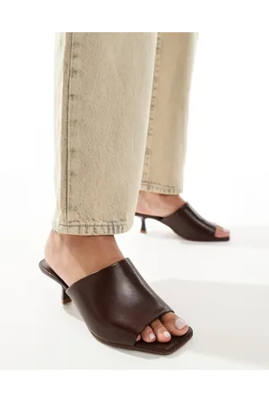 MANGO Square toe mules in dark