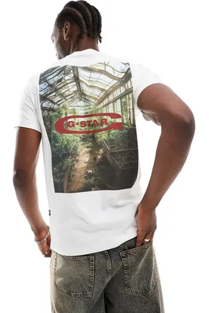 G-Star T-shirt in with centre chest logo and back photographic print