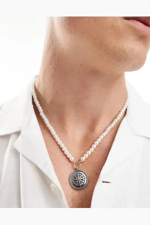 Icon Brand Seventies city compass pearl pendant necklace in