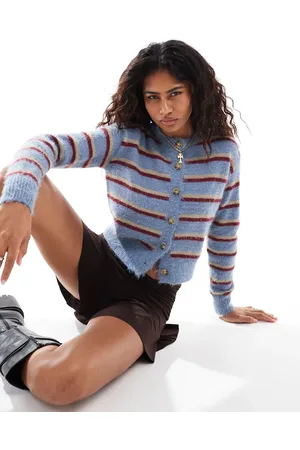 Motel Audrina fluffy striped cardigan in multi
