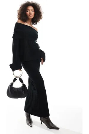 SNDYS Rib knit foldover maxi skirt co-ord in