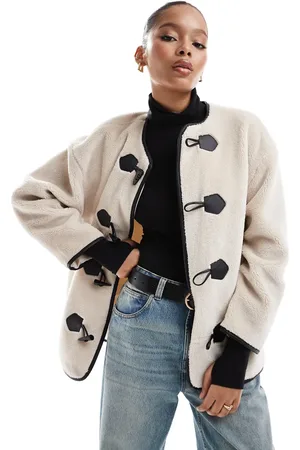 ONLY Faux fur duffle coat in cream