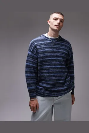 Topman Relaxed fit fluffy stripe jumper in