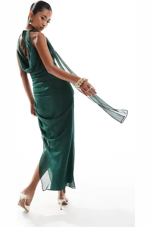 Pretty Lavish Extreme cowl midaxi dress in emerald