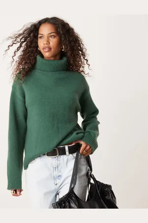 Glamorous Roll neck slouchy jumper in school knit