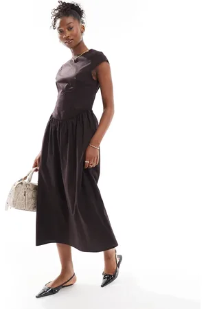 COLLUSION Drop waist boat neck dress in